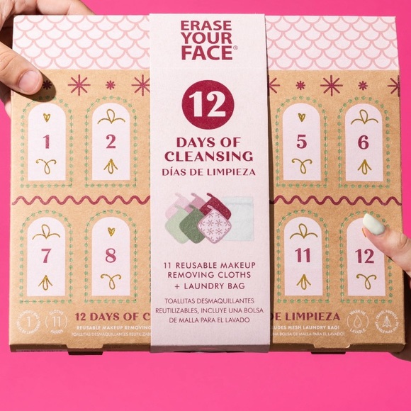 Erase Your Face 12 Days of Cleansing Reusable Makeup Removing Cloths Set NEW - Picture 2 of 15
